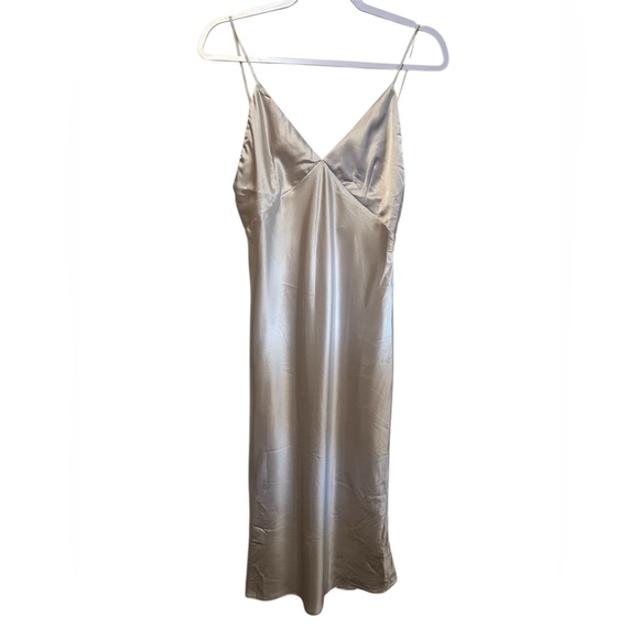 BOA. Because Of Alice NWT Satin Slip Midi Dress Champagne Size Medium Party Prom - Picture 1 of 5